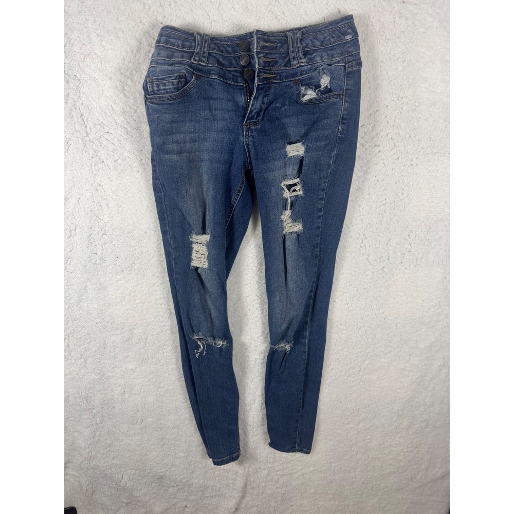 Rue21 High Rise Skinny Jeans Size 4 Distressed‎ Ripped Denim Blue